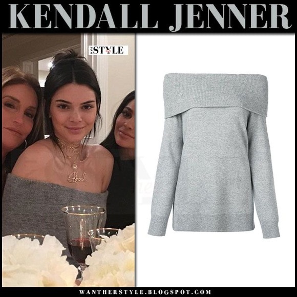 Kendall & Kylie Grey Off Shoulder Knit Sweater M - Picture 4 of 5